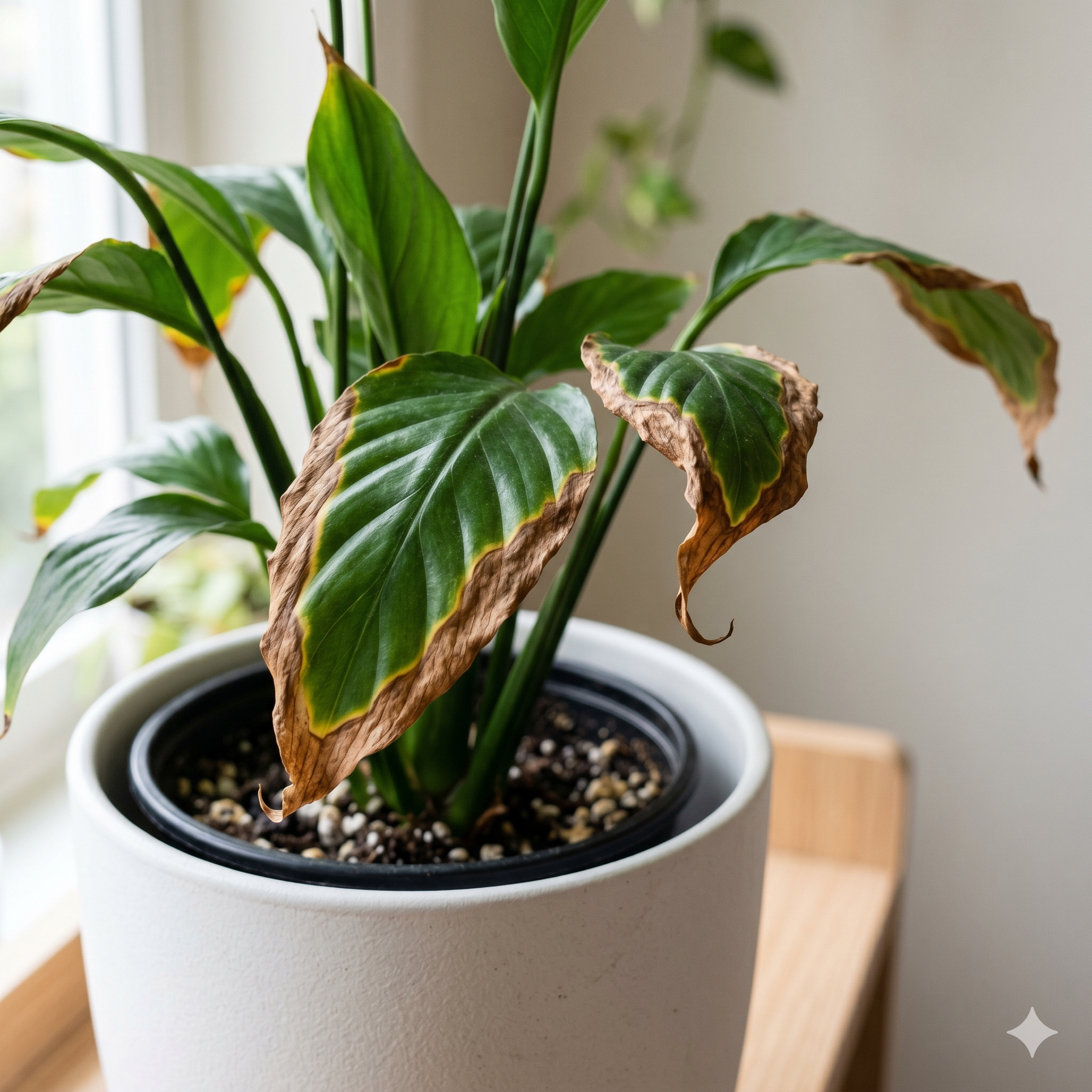 ¿Por qué mi planta tiene bordes cafés en las hojas?